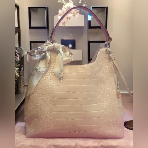 Michael Kors , Joan, Tan Crocodile-Embossed Women's Bag EUC - Picture 5 of 14